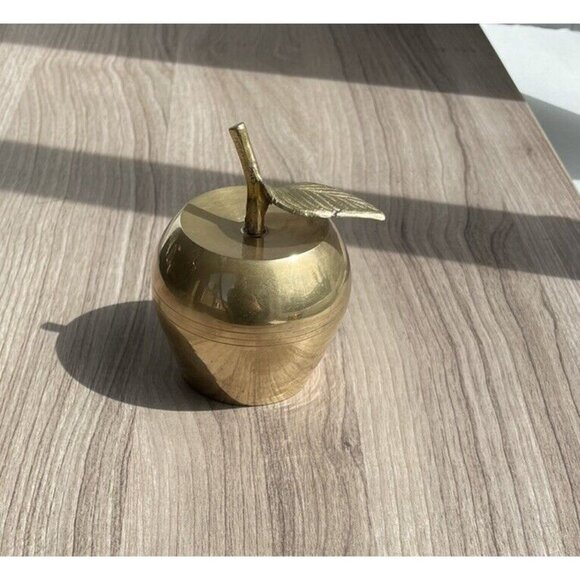 Vintage Brass Apple Shaped Bell With Leaf And Stem - Picture 8 of 12